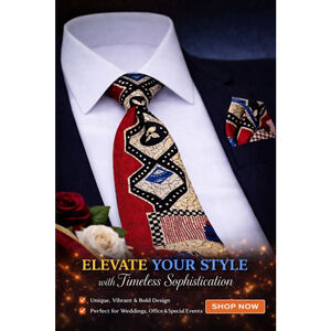 Rochester Abstract Pattern Red Beige Men’s Tie